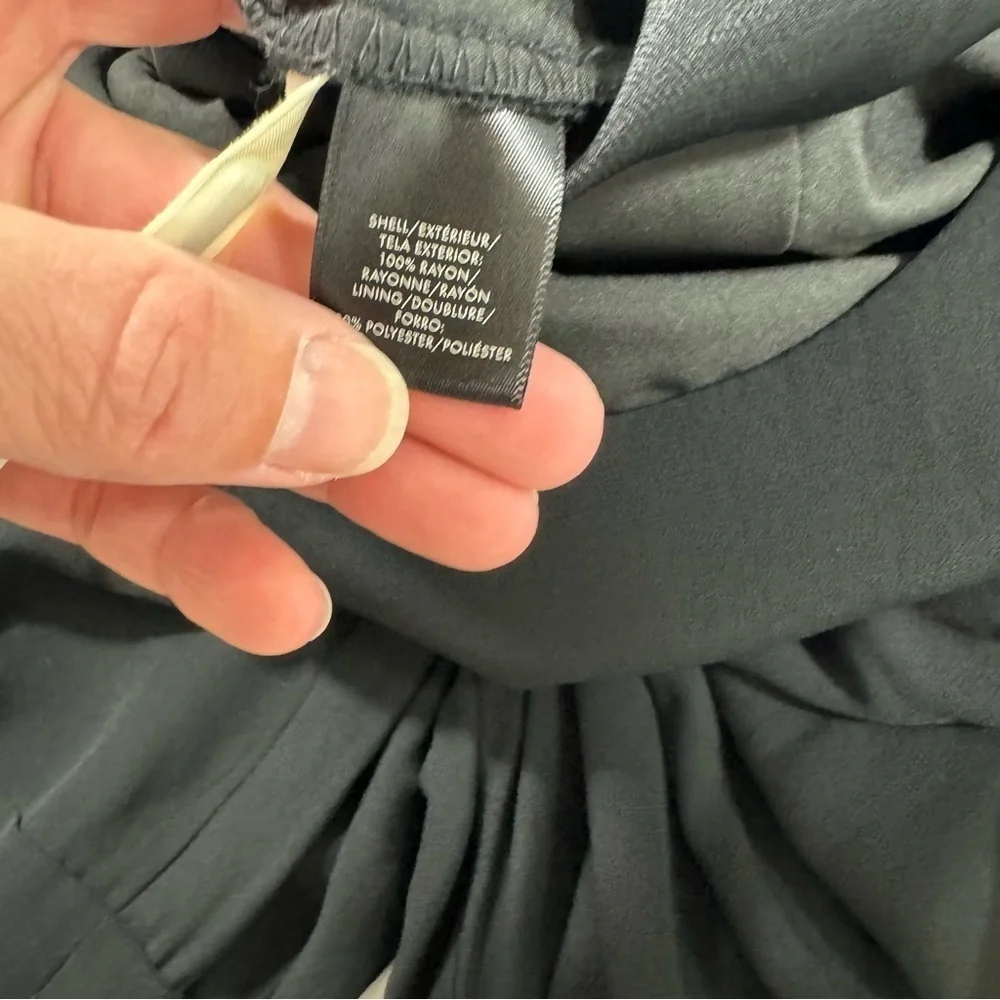 Ann Taylor Tapered Leg Jumpsuit Black Tie Waist Round Neck